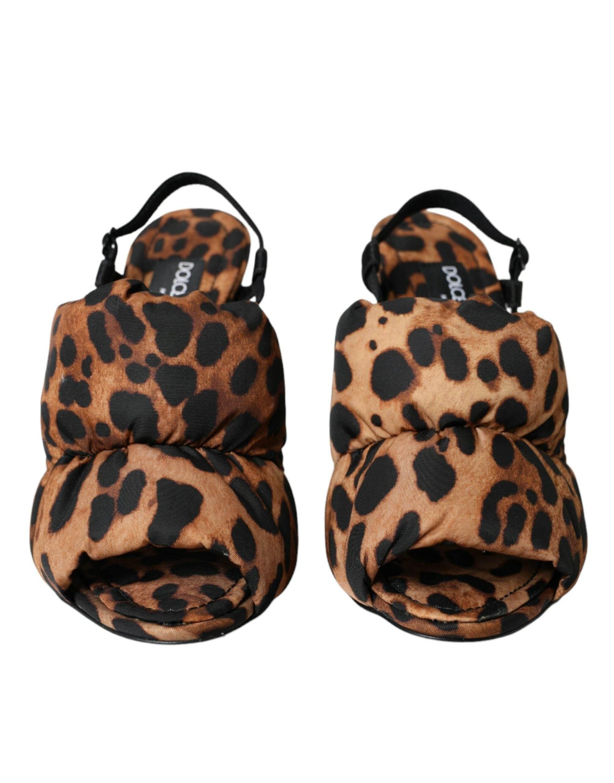 Dolce & Gabbana Brown Leopard Slingback Heels Sandals Shoes - Hilstor