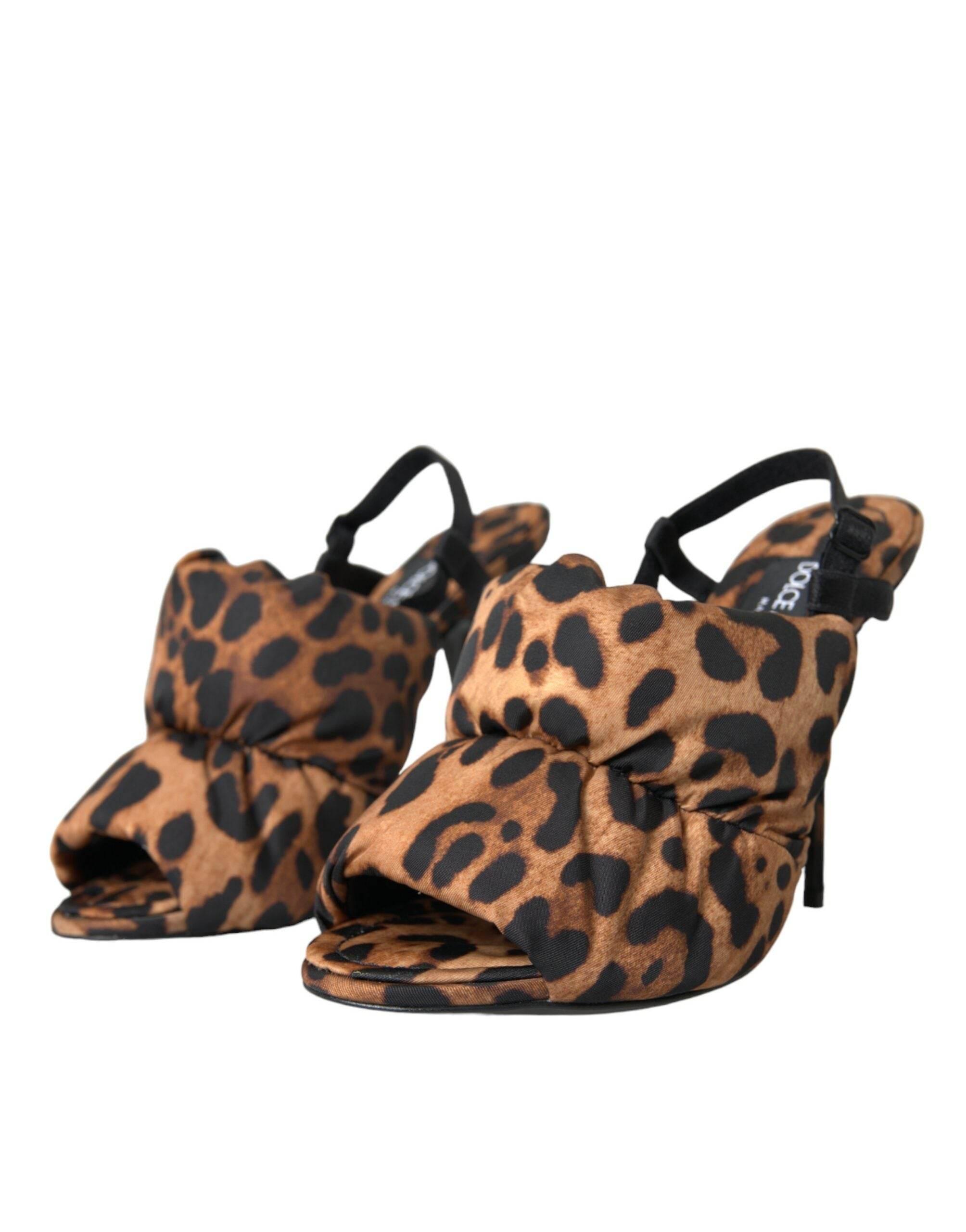 Dolce & Gabbana Brown Leopard Slingback Heels Sandals Shoes - Hilstor