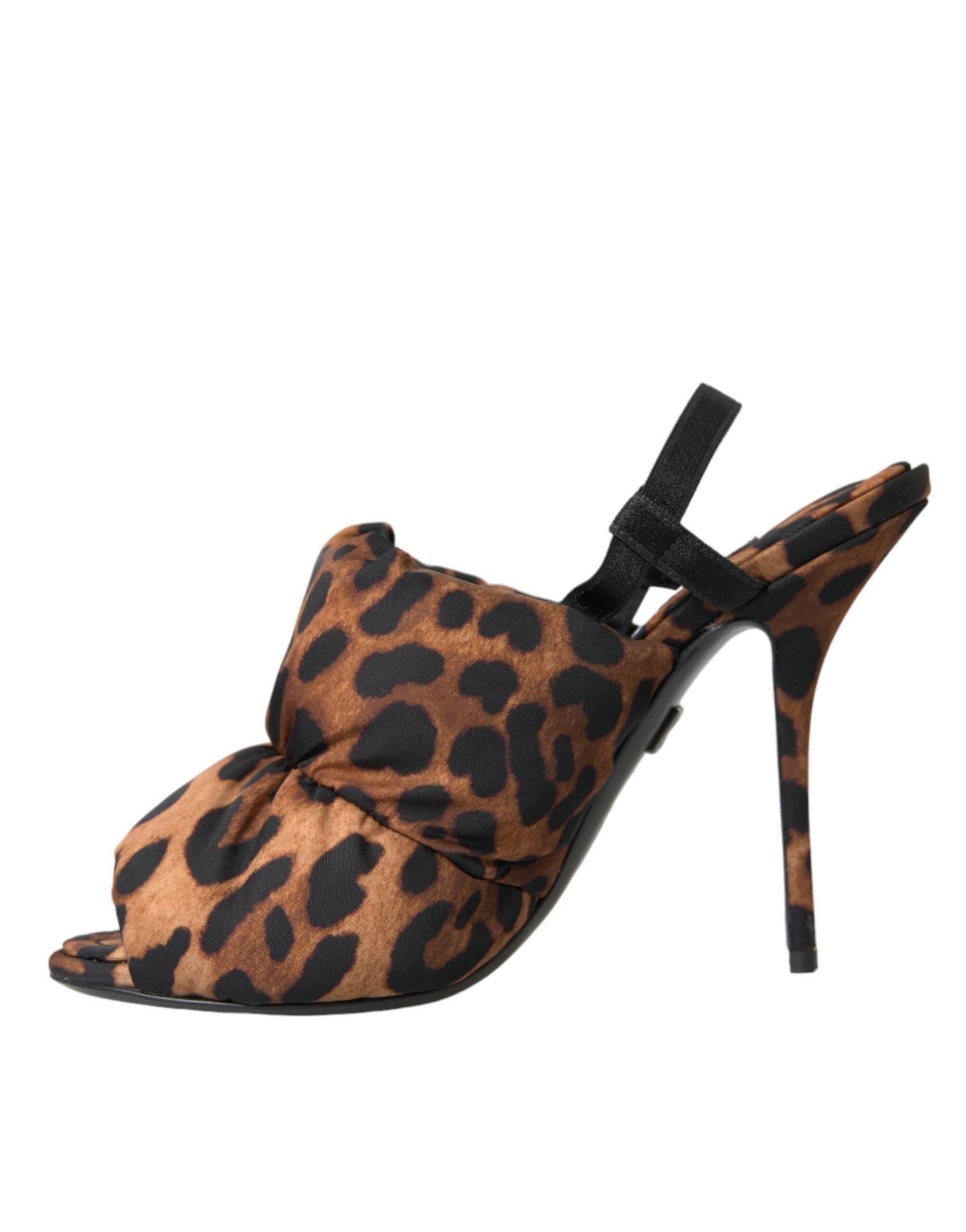 Dolce & Gabbana Brown Leopard Slingback Heels Sandals Shoes - Hilstor
