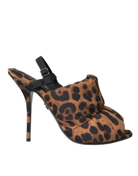 Dolce & Gabbana Brown Leopard Slingback Heels Sandals Shoes - Hilstor
