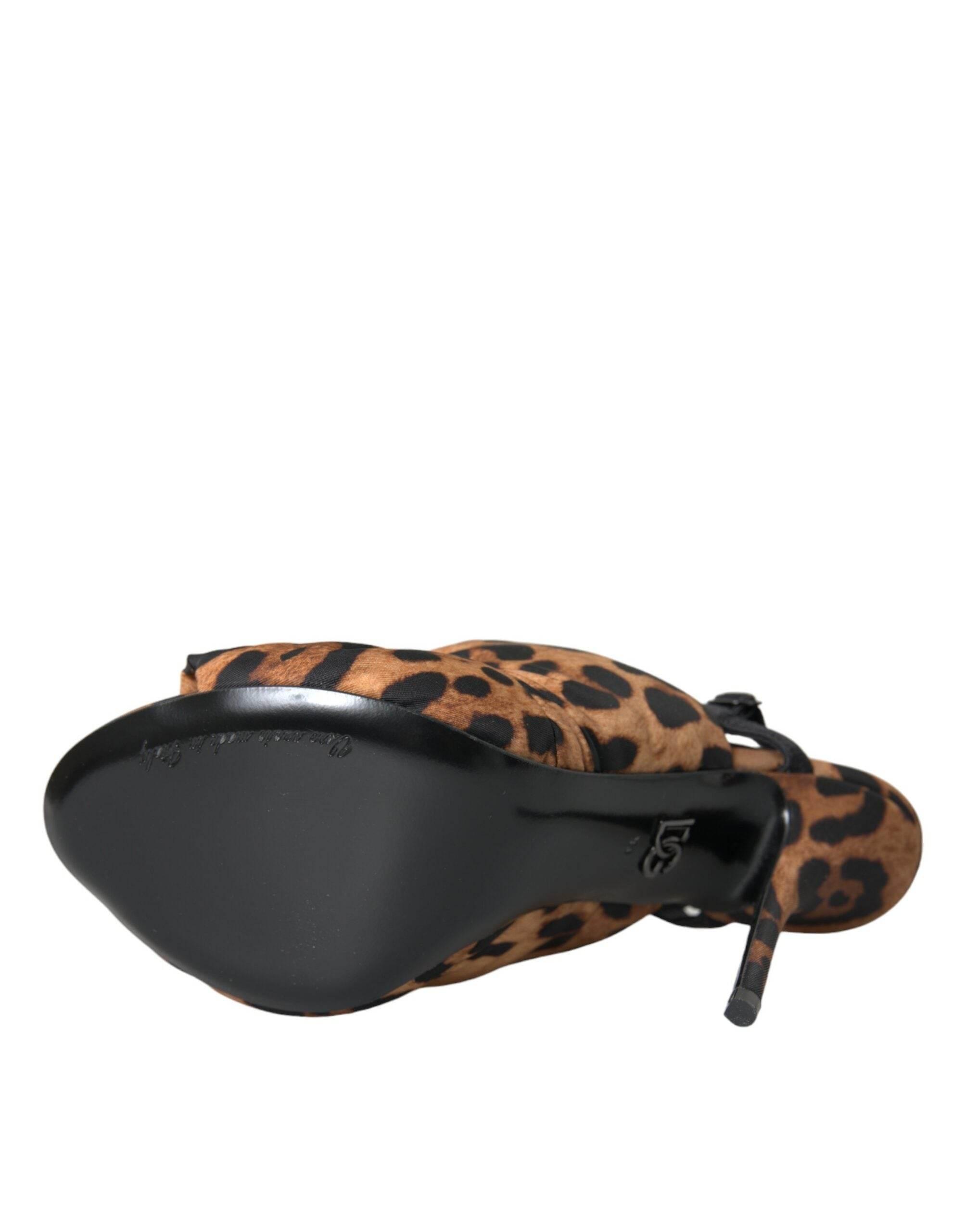 Dolce & Gabbana Brown Leopard Slingback Heels Sandals Shoes - Hilstor
