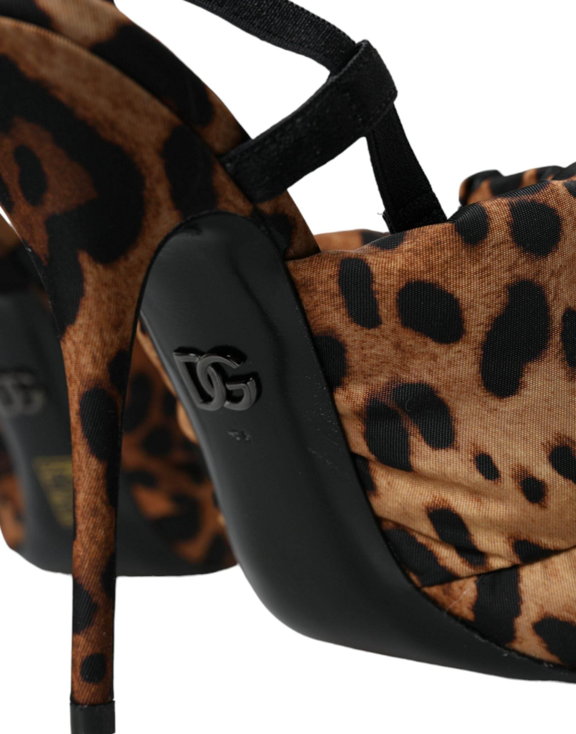 Dolce & Gabbana Brown Leopard Slingback Heels Sandals Shoes - Hilstor