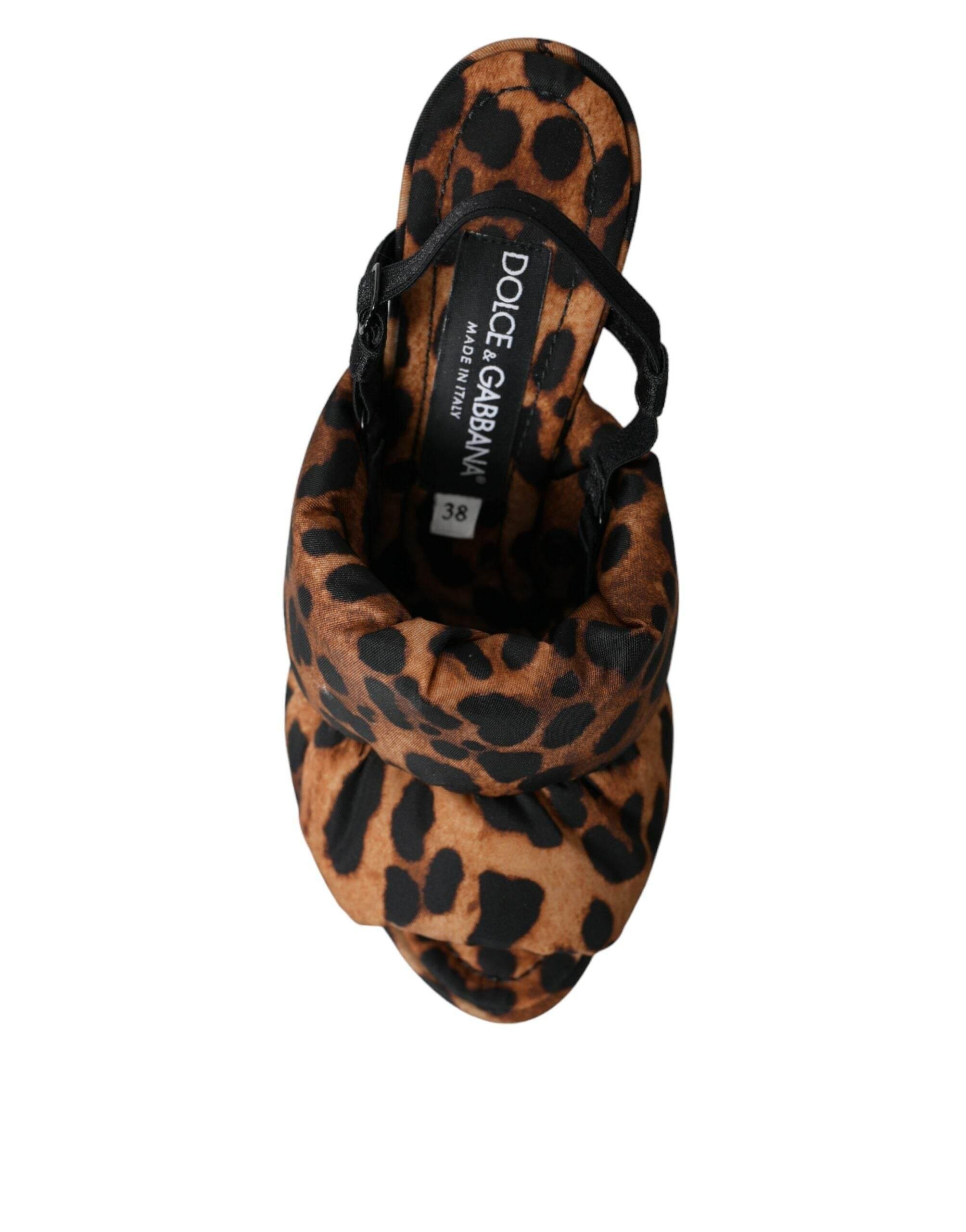 Dolce & Gabbana Brown Leopard Slingback Heels Sandals Shoes - Hilstor
