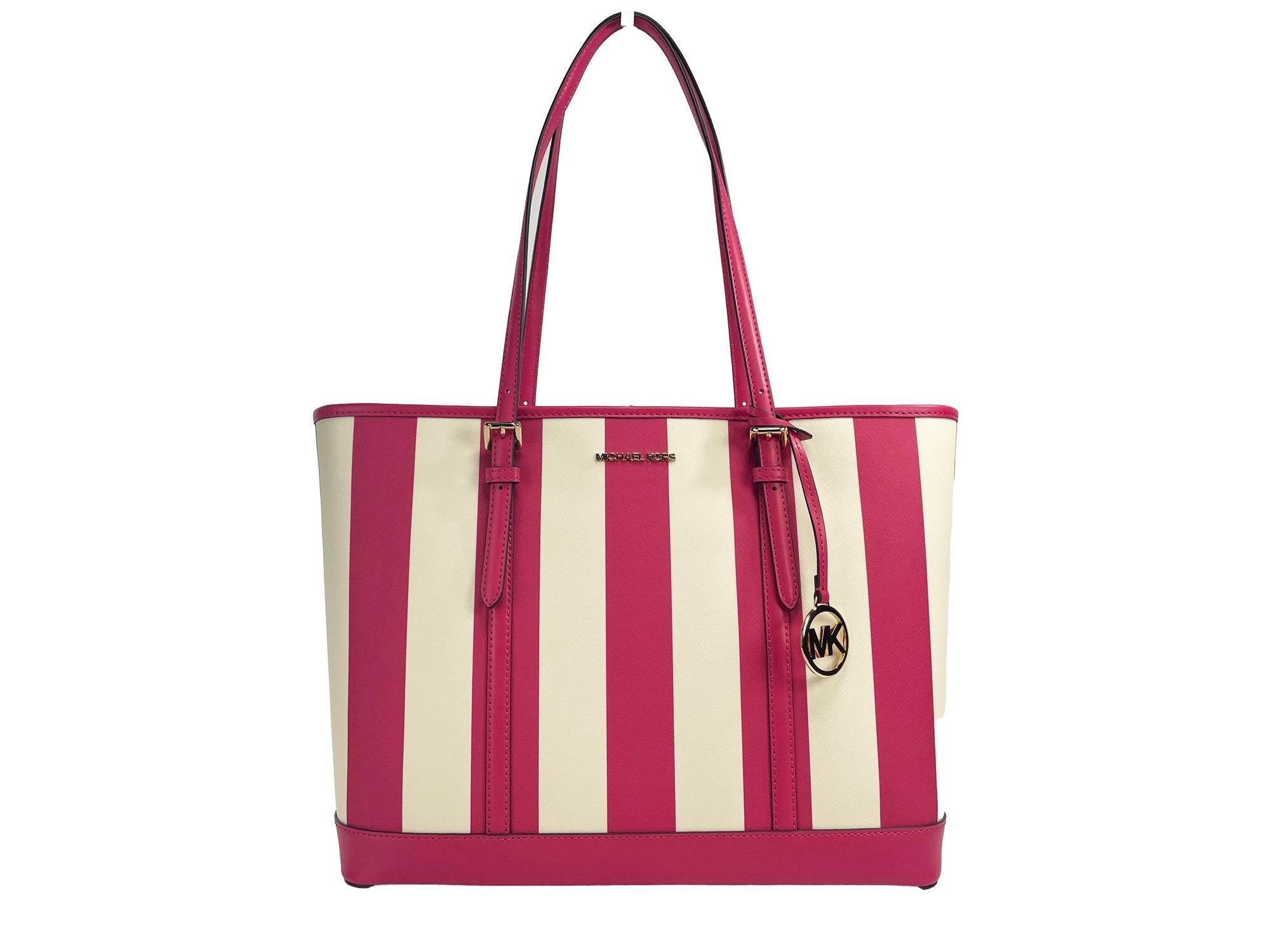 Michael Kors Jet Set Travel Large TZ Shoulder PVC Tote Bag Purse Pink - Hilstor