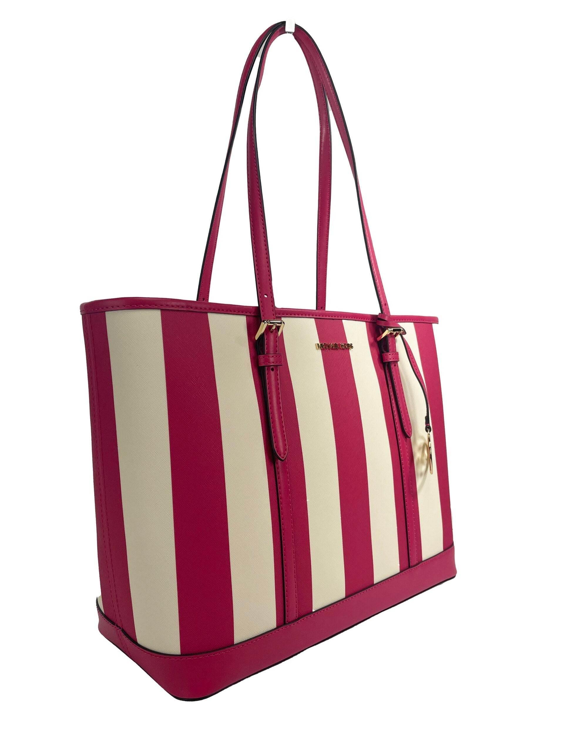 Michael Kors Jet Set Travel Large TZ Shoulder PVC Tote Bag Purse Pink - Hilstor