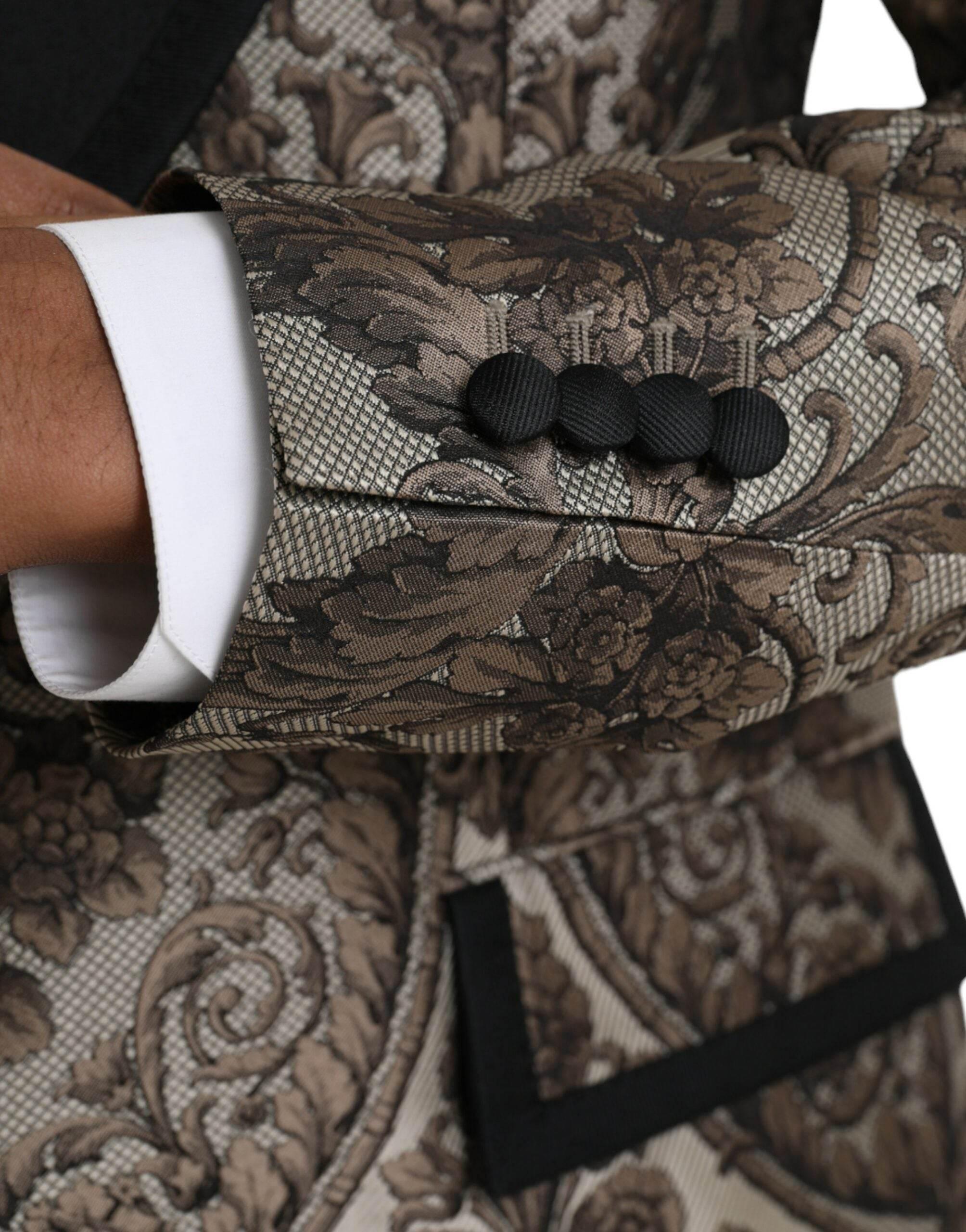 Dolce & Gabbana Brown Floral Jacquard Formal 3 Piece Suit - Hilstor
