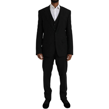 Dolce & Gabbana Black Polyester STAFF Formal 3 Piece Suit - Hilstor