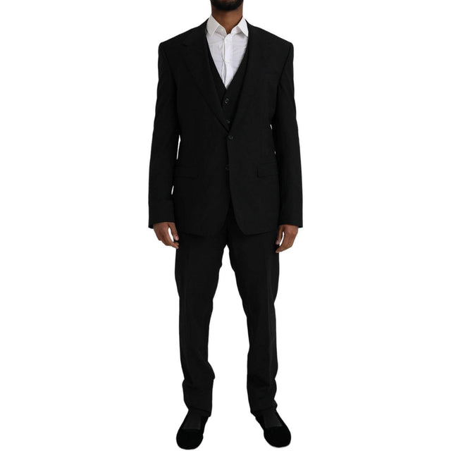Dolce & Gabbana Black Polyester STAFF Formal 3 Piece Suit - Hilstor