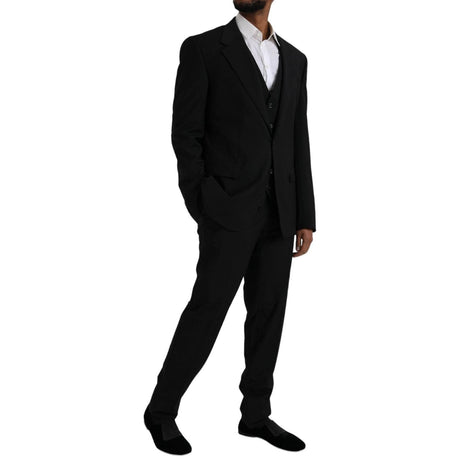 Dolce & Gabbana Black Polyester STAFF Formal 3 Piece Suit - Hilstor