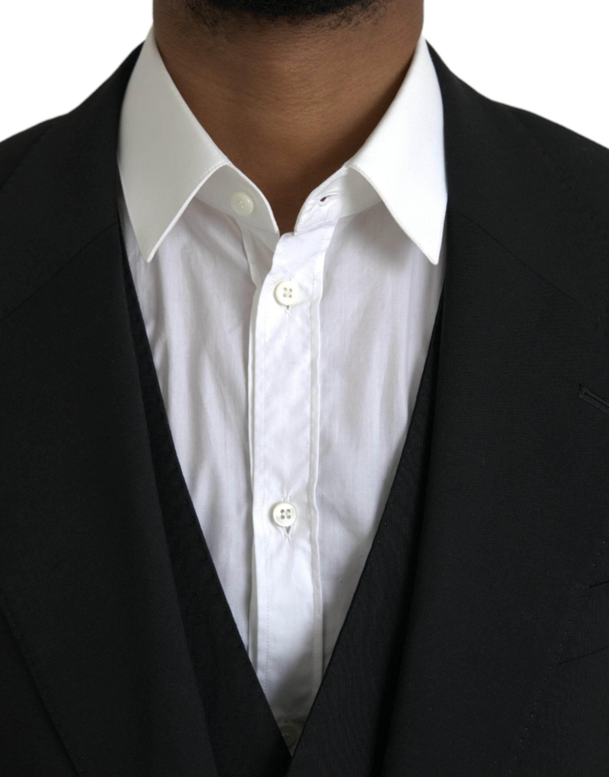 Dolce & Gabbana Black Polyester STAFF Formal 3 Piece Suit - Hilstor