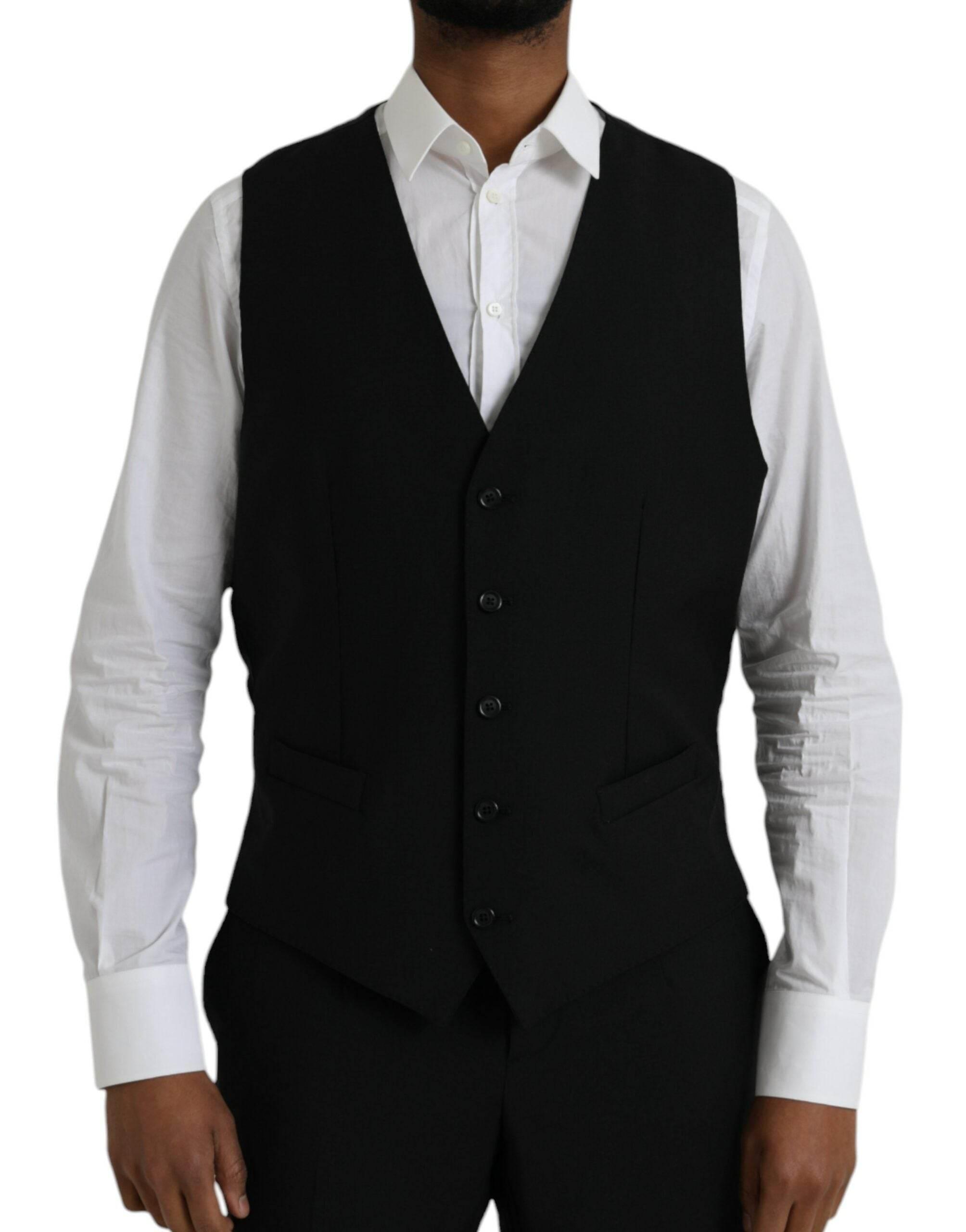 Dolce & Gabbana Black Polyester STAFF Formal 3 Piece Suit - Hilstor