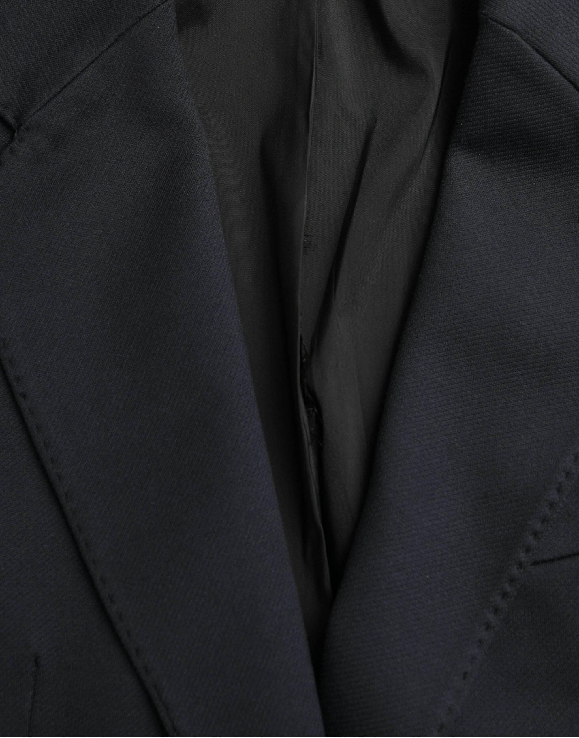 Dolce & Gabbana Dark Blue Cotton Single Breasted Coat Blazer - Hilstor