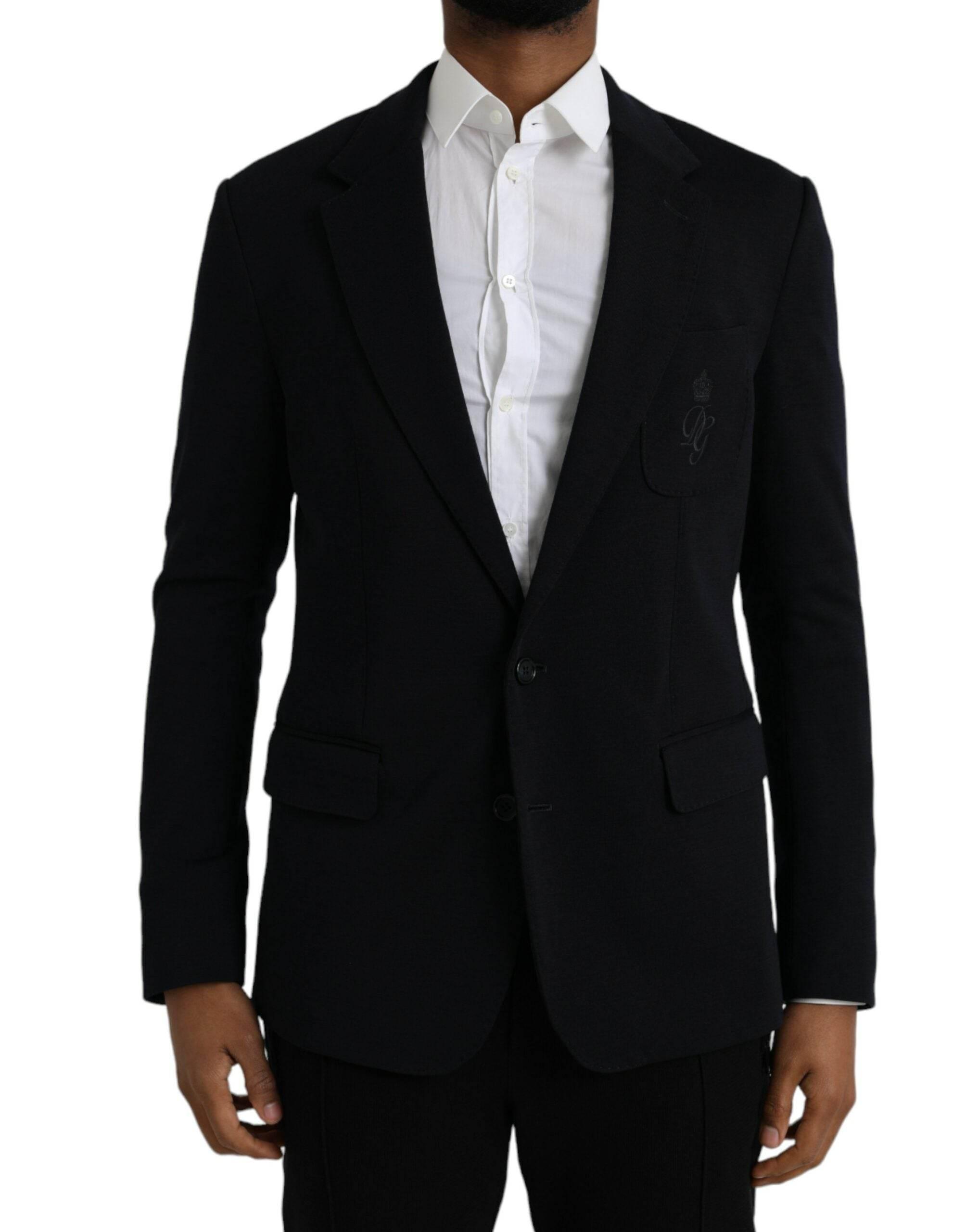 Dolce & Gabbana Black Wool Single Breasted Coat Blazer - Hilstor