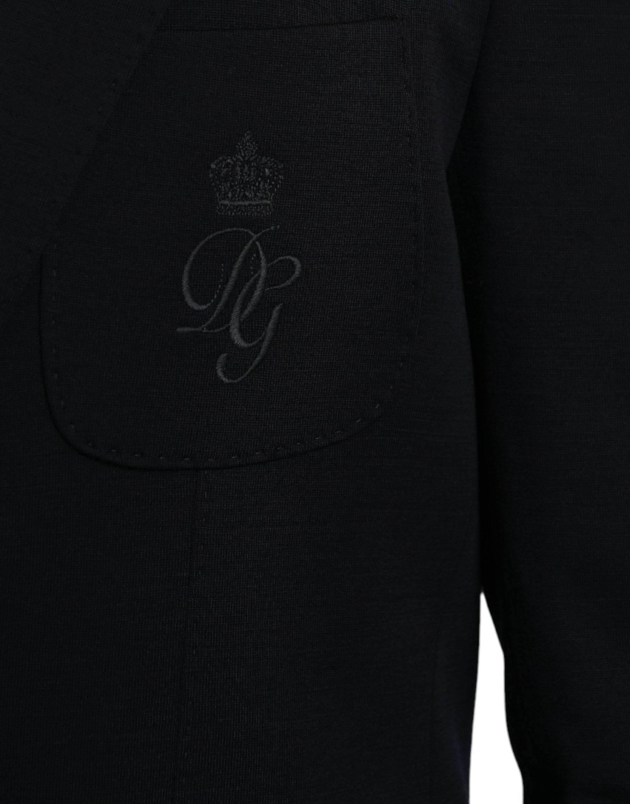 Dolce & Gabbana Black Wool Single Breasted Coat Blazer - Hilstor