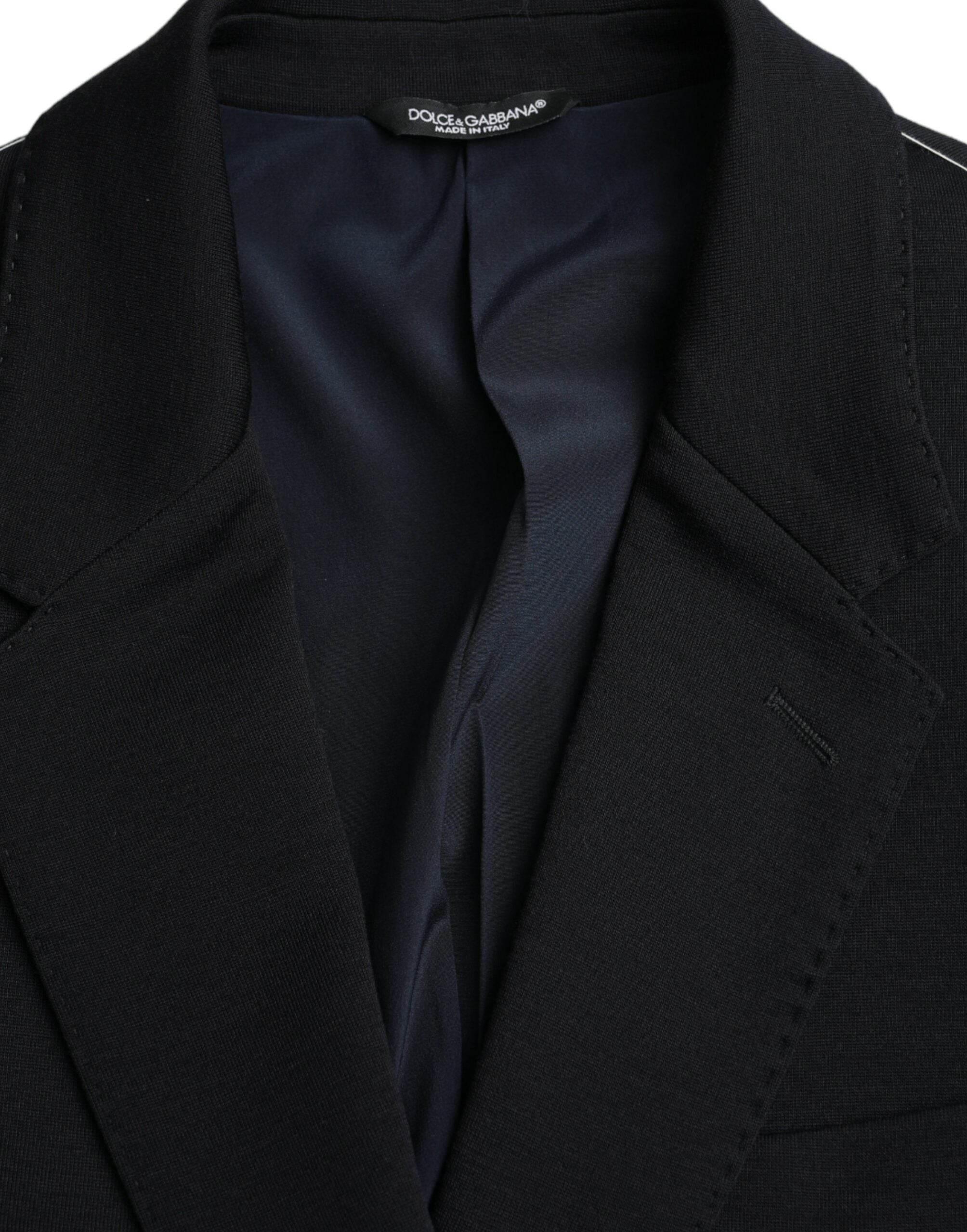 Dolce & Gabbana Black Wool Single Breasted Coat Blazer - Hilstor