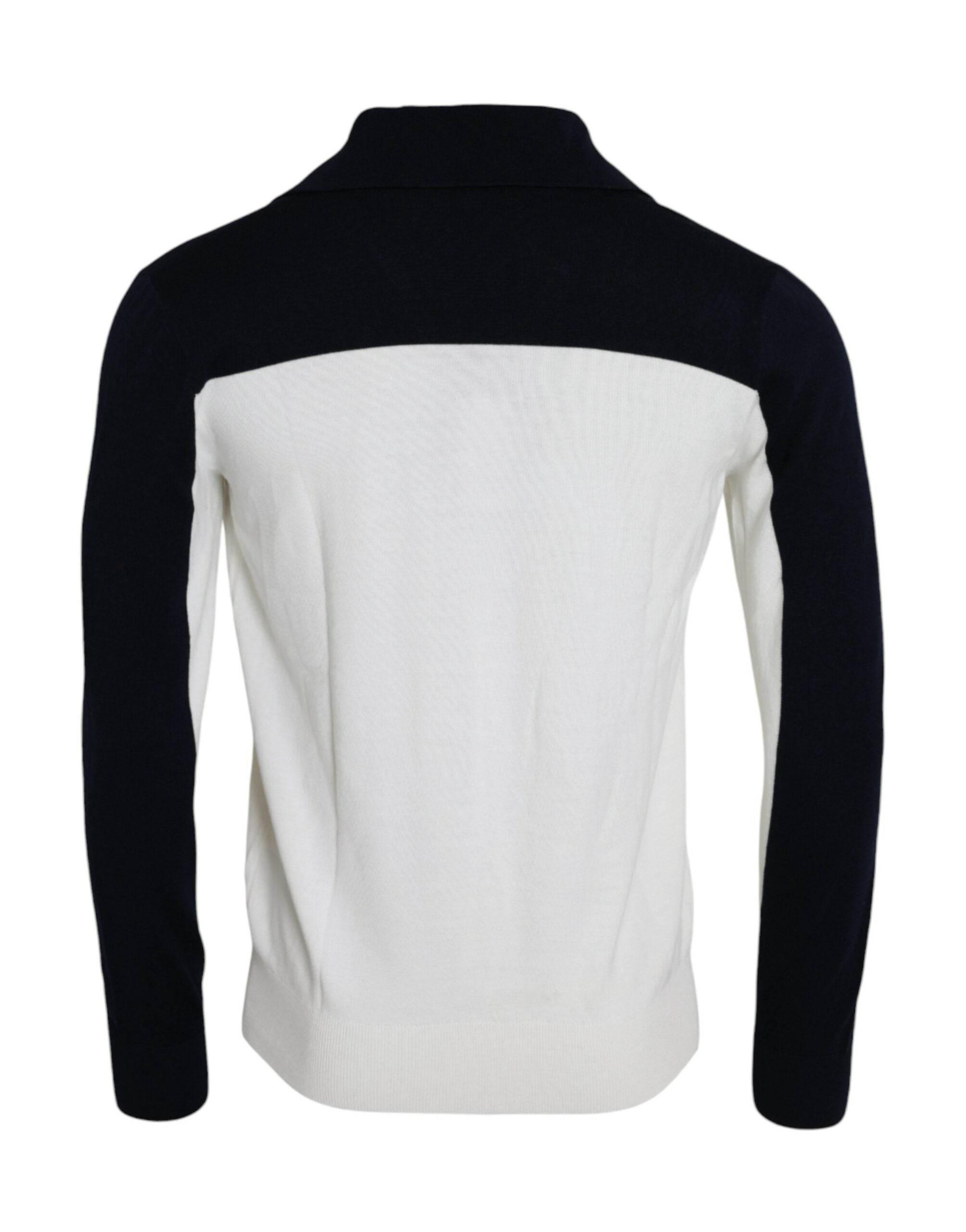 Dolce & Gabbana White Black SICILIA Henley Shirt Pullover Sweater - Hilstor