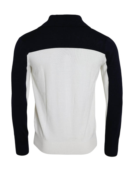 Dolce & Gabbana White Black SICILIA Henley Shirt Pullover Sweater - Hilstor