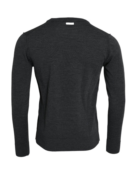 Dolce & Gabbana Dark Gray Wool Crew Neck Pullover Sweater - Hilstor
