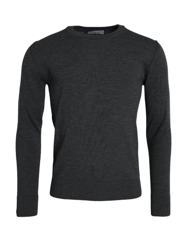 Dolce & Gabbana Dark Gray Wool Crew Neck Pullover Sweater - Hilstor