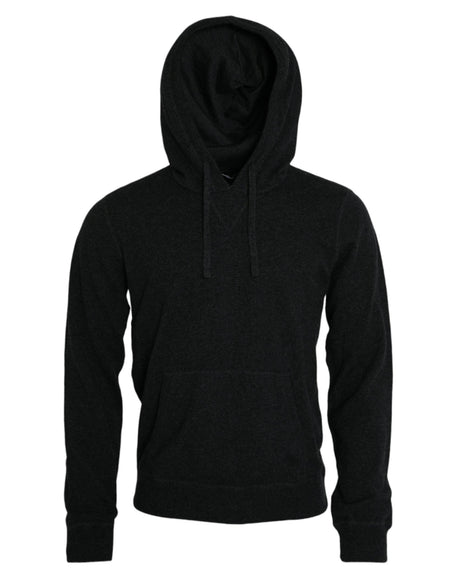 Dolce & Gabbana Dark Gray Cashmere Hooded Pullover Sweater - Hilstor