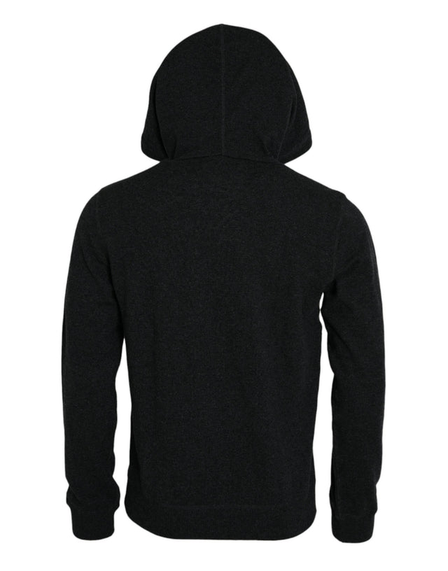 Dolce & Gabbana Dark Gray Cashmere Hooded Pullover Sweater - Hilstor
