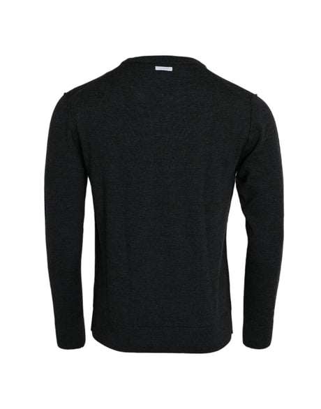 Dolce & Gabbana Dark Gray Wool Crew Neck Pullover Sweater - Hilstor