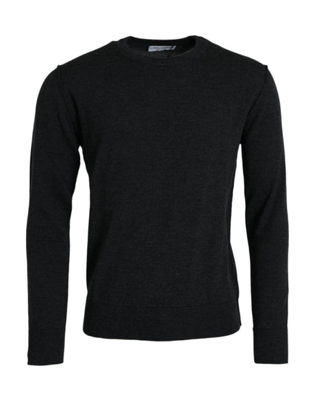 Dolce & Gabbana Dark Gray Wool Crew Neck Pullover Sweater - Hilstor