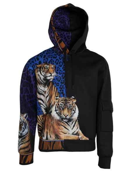 Dolce & Gabbana Multicolor Tiger Hooded Sweatshirt Sweater - Hilstor
