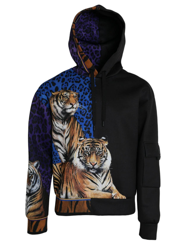Dolce & Gabbana Multicolor Tiger Hooded Sweatshirt Sweater - Hilstor