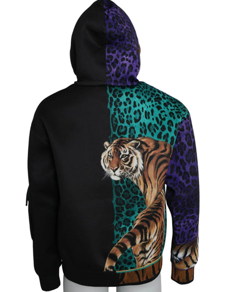 Dolce & Gabbana Multicolor Tiger Hooded Sweatshirt Sweater - Hilstor