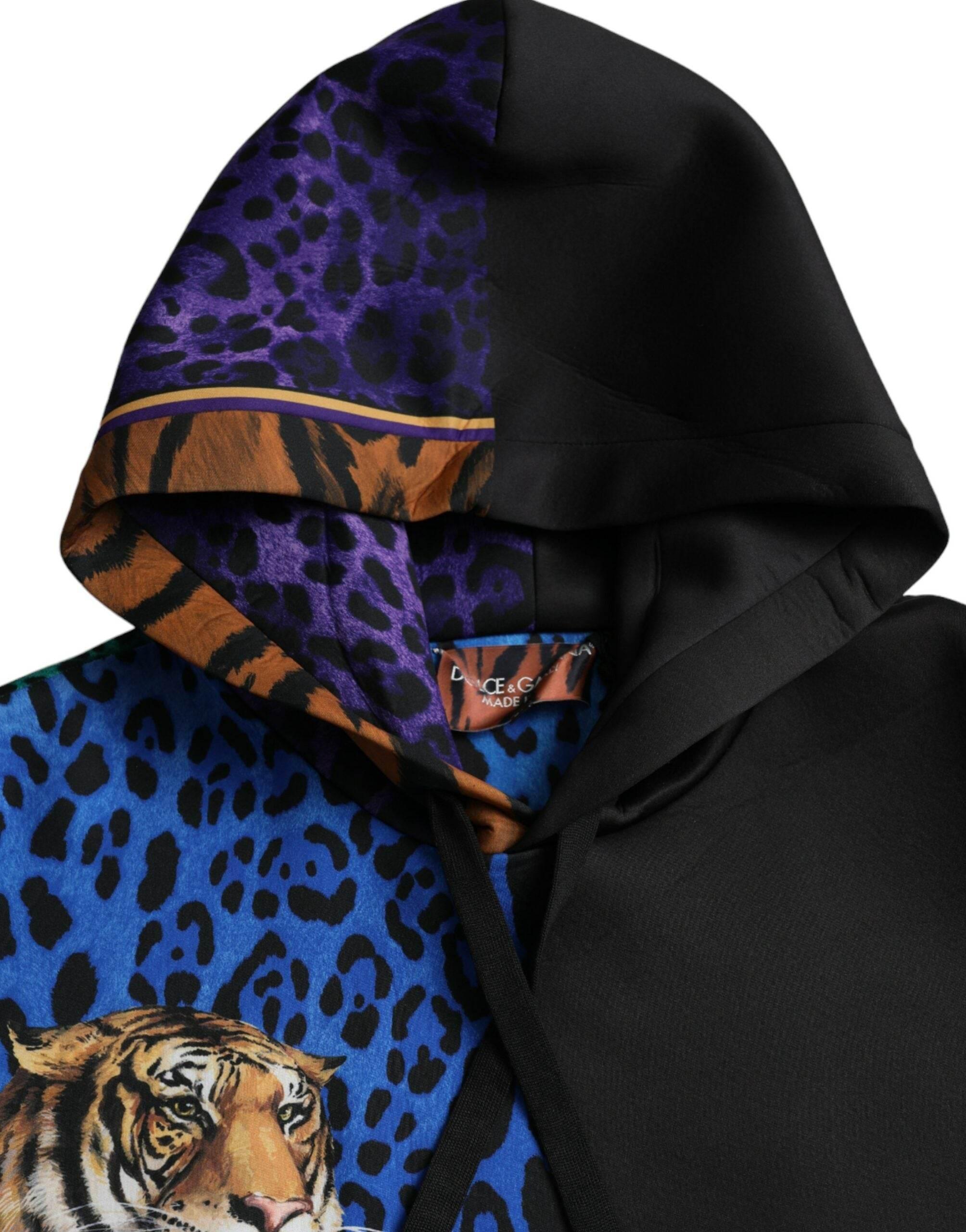 Dolce & Gabbana Multicolor Tiger Hooded Sweatshirt Sweater - Hilstor