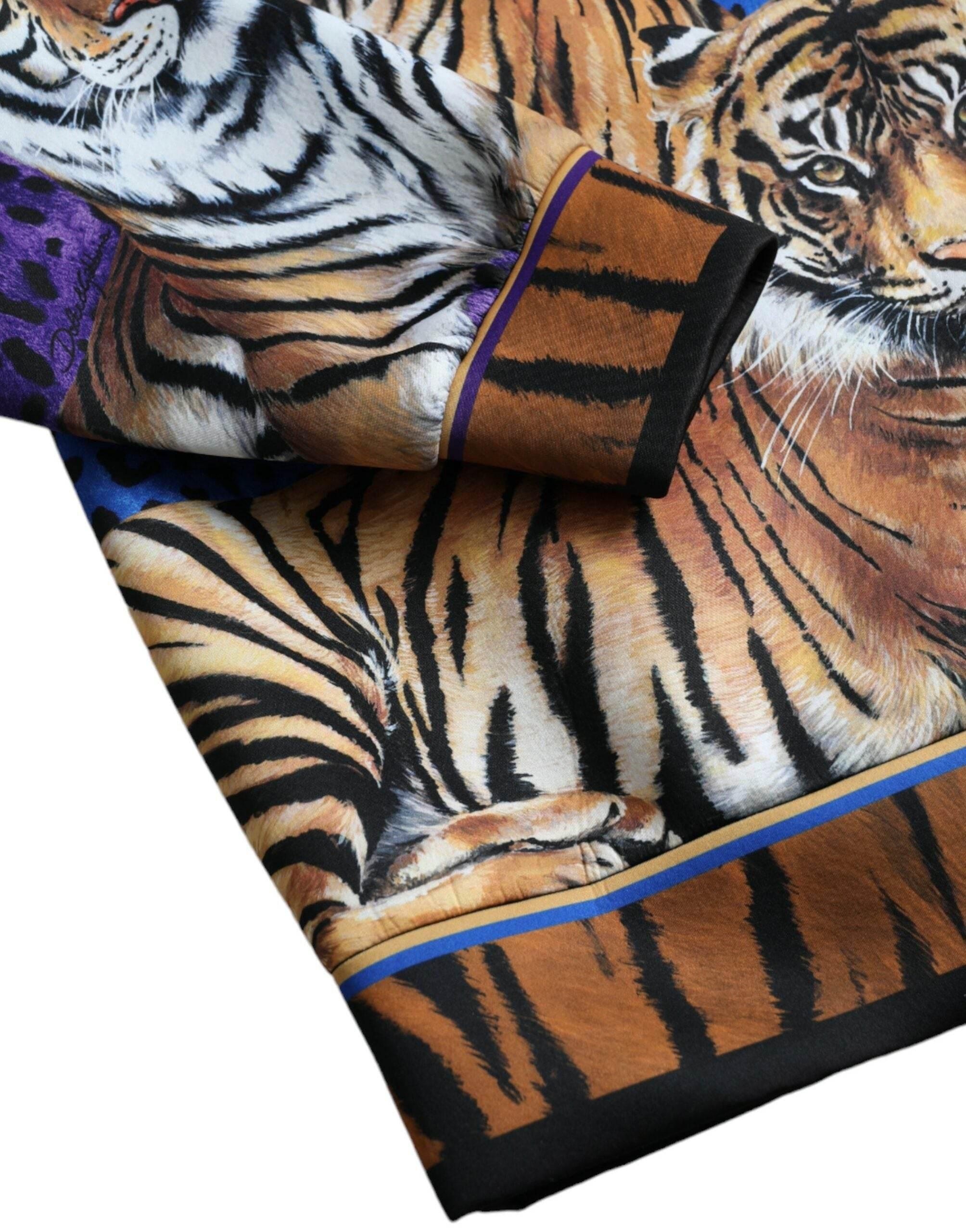 Dolce & Gabbana Multicolor Tiger Hooded Sweatshirt Sweater - Hilstor