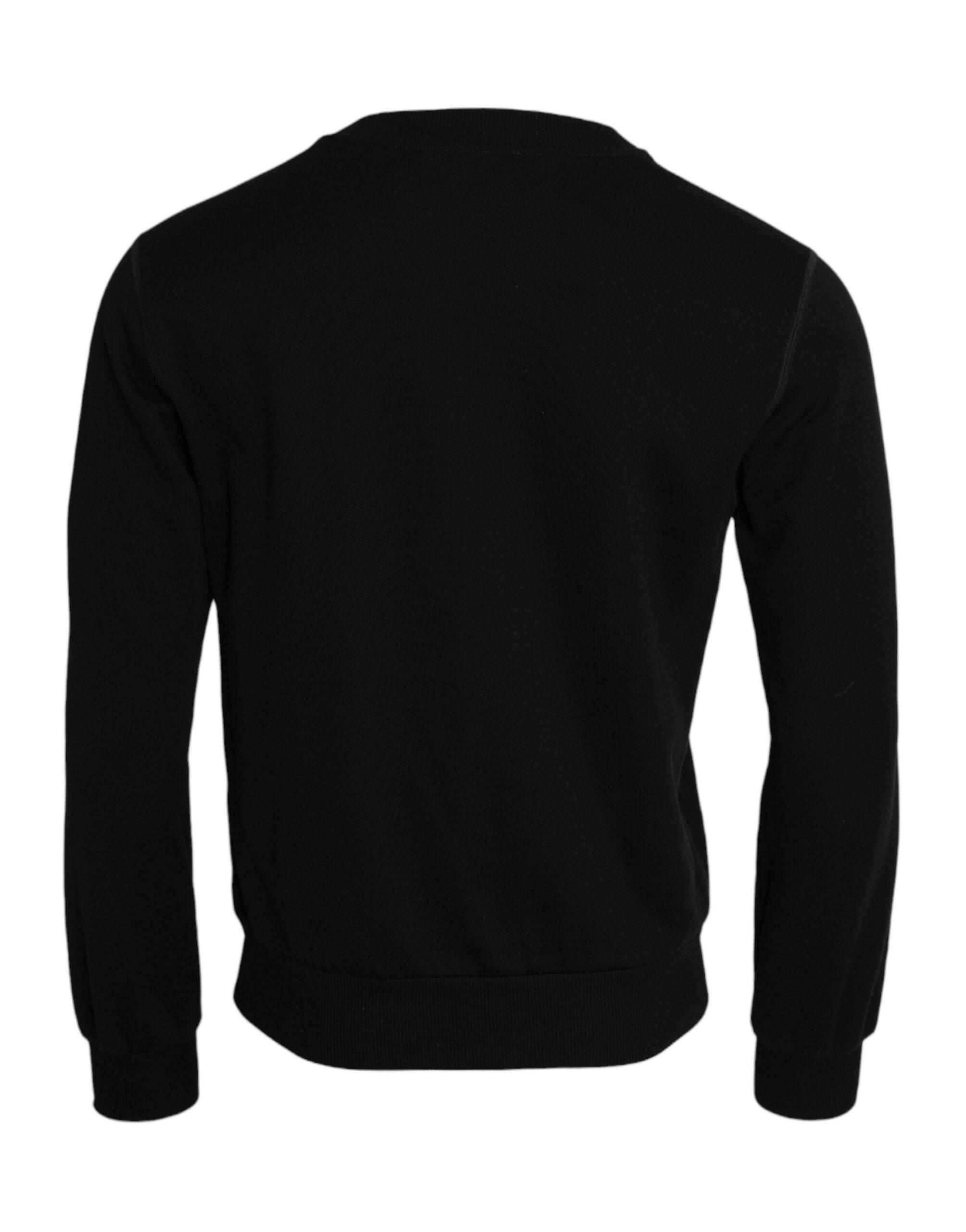 Dolce & Gabbana Black Cotton Long Sleeves Sweatshirt Sweater - Hilstor