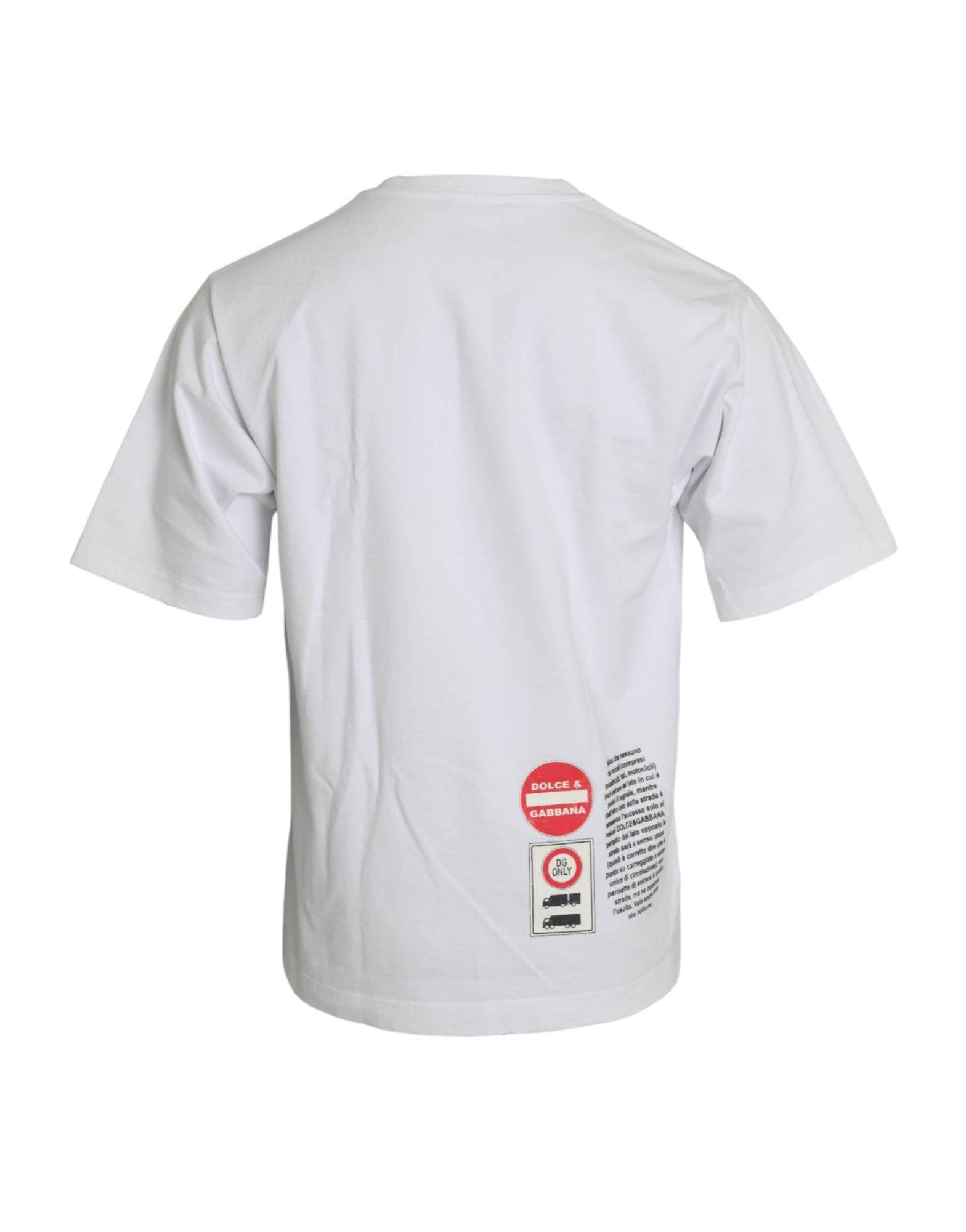Dolce & Gabbana White Amor Heart Cotton Crewneck Short Sleeve T-shirt - Hilstor