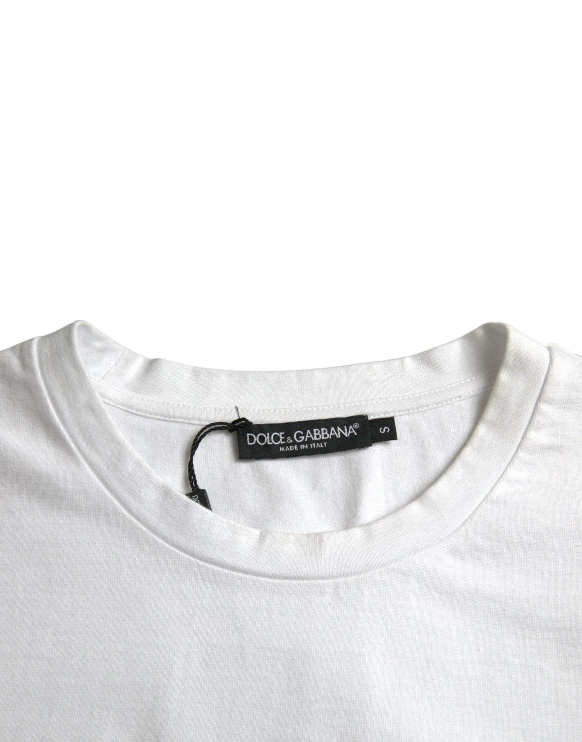 Dolce & Gabbana White Amor Heart Cotton Crewneck Short Sleeve T-shirt - Hilstor