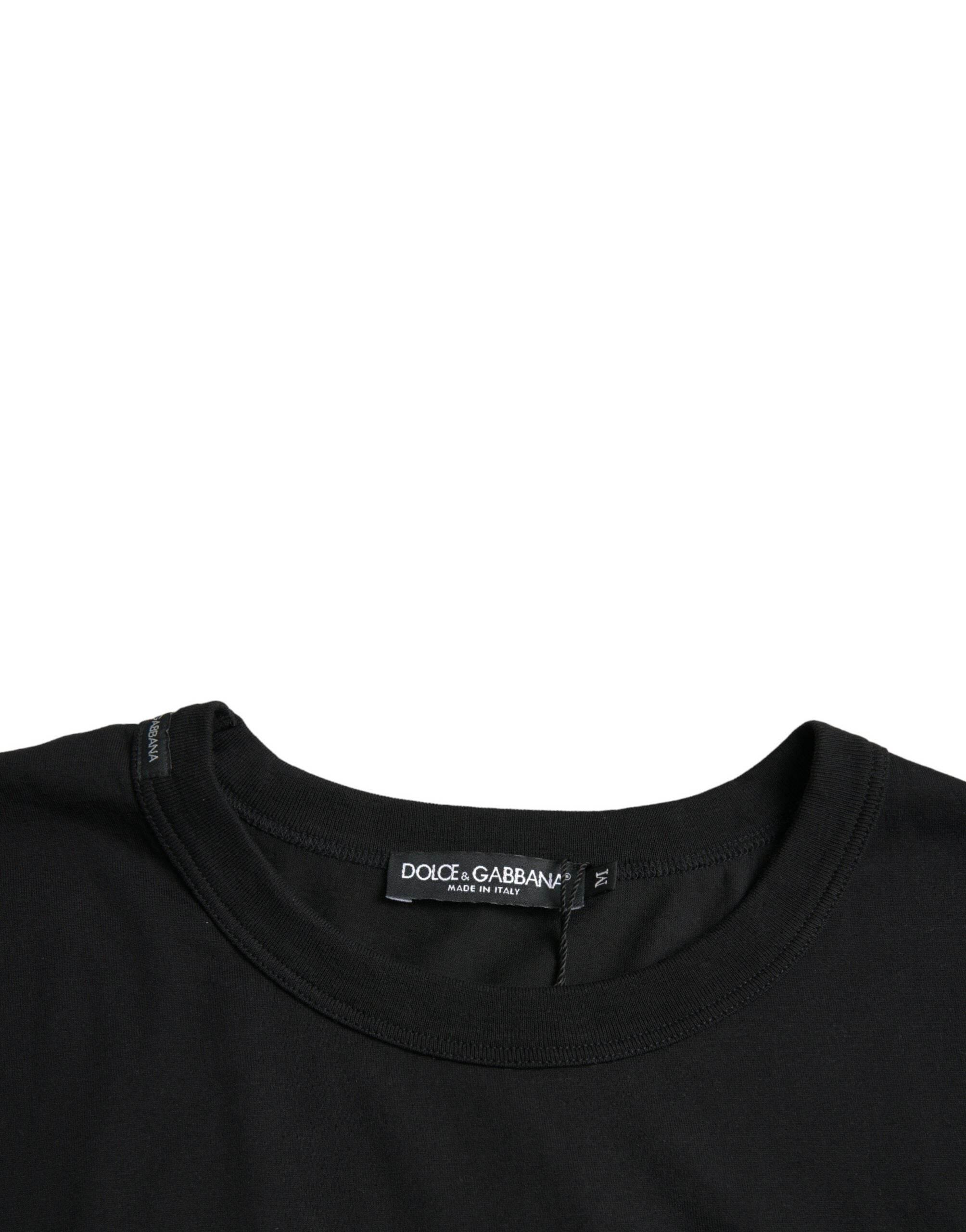 Dolce & Gabbana Black Logo Embossed Crew Neck Short Sleeves T-shirt - Hilstor
