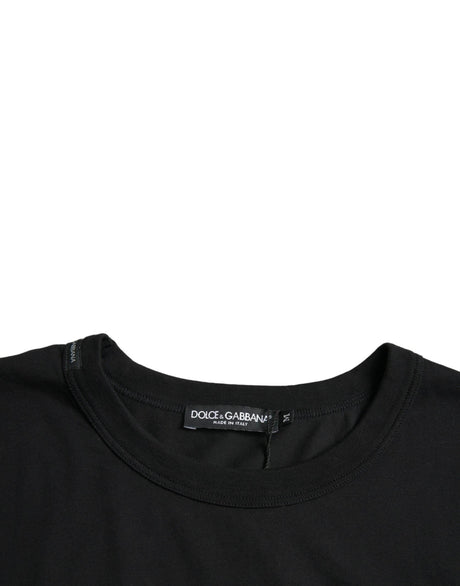 Dolce & Gabbana Black Logo Embossed Crew Neck Short Sleeves T-shirt - Hilstor