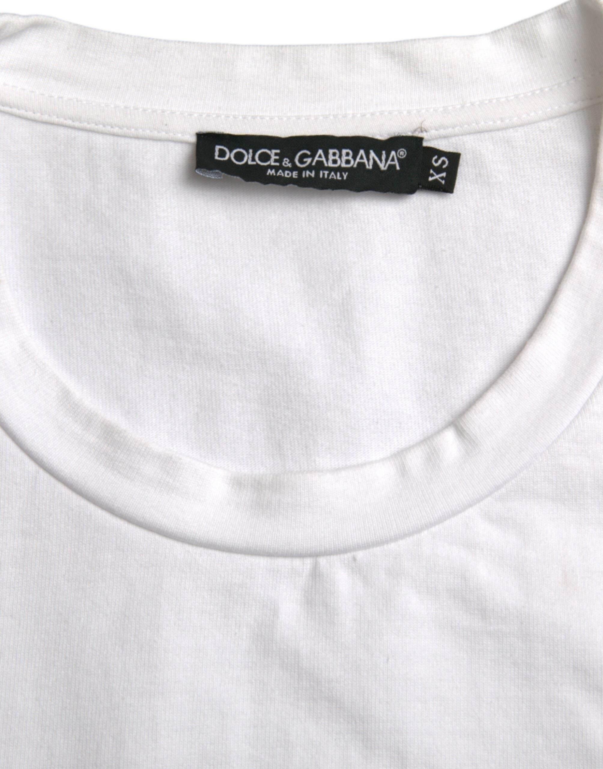Dolce & Gabbana White Amor Heart Cotton Crewneck Short Sleeve T-shirt - Hilstor