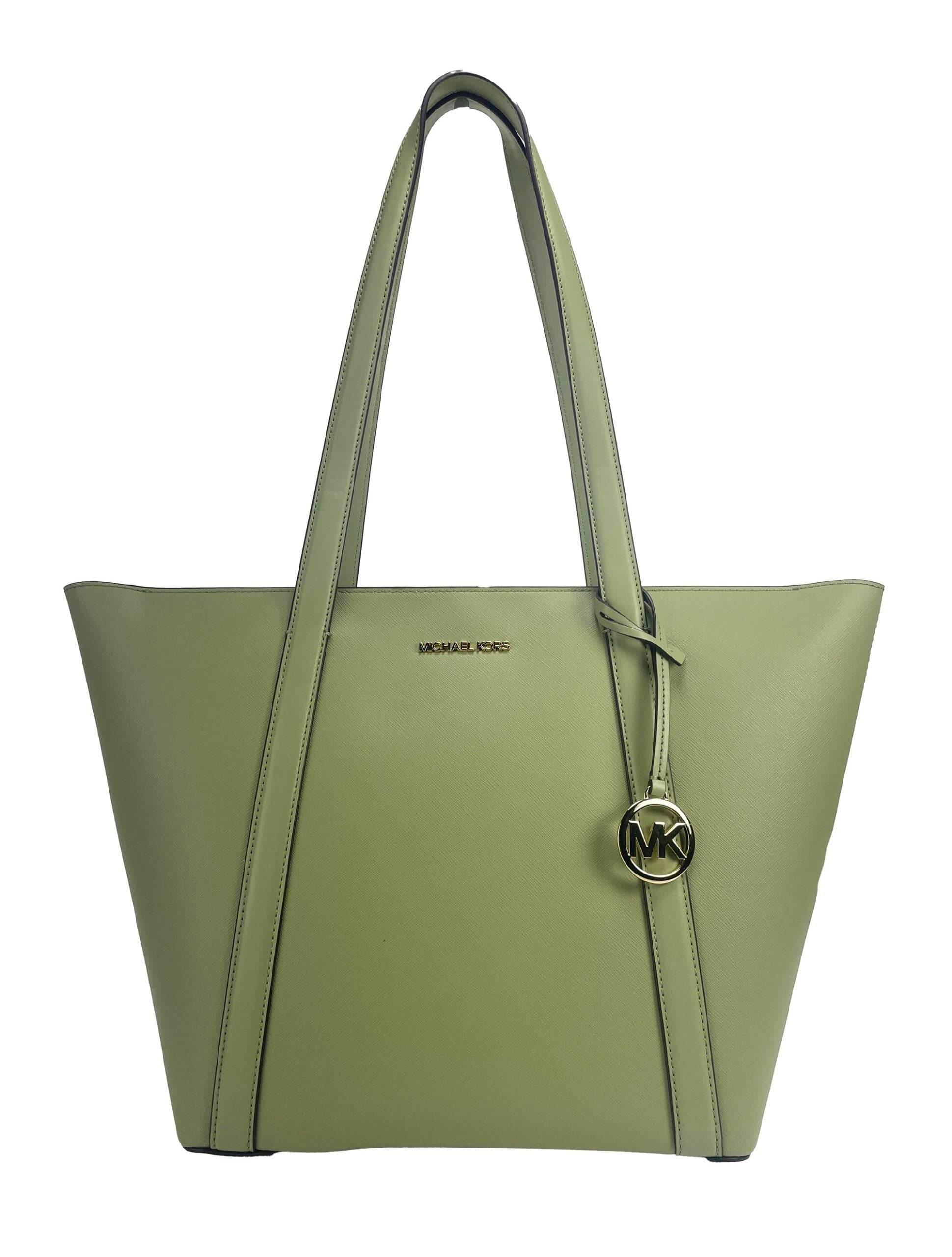 Michael Kors Large Pratt Shoulder Zip Tote Bag Light Sage - Hilstor