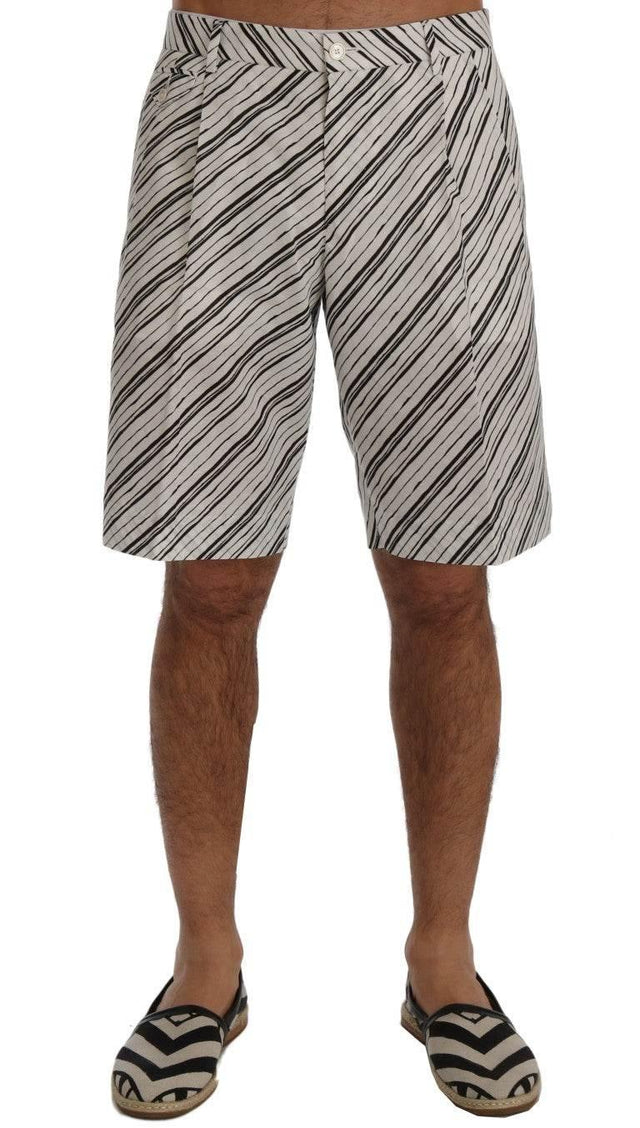 Dolce & Gabbana Elegant Striped Cotton-Linen Shorts - Hilstor