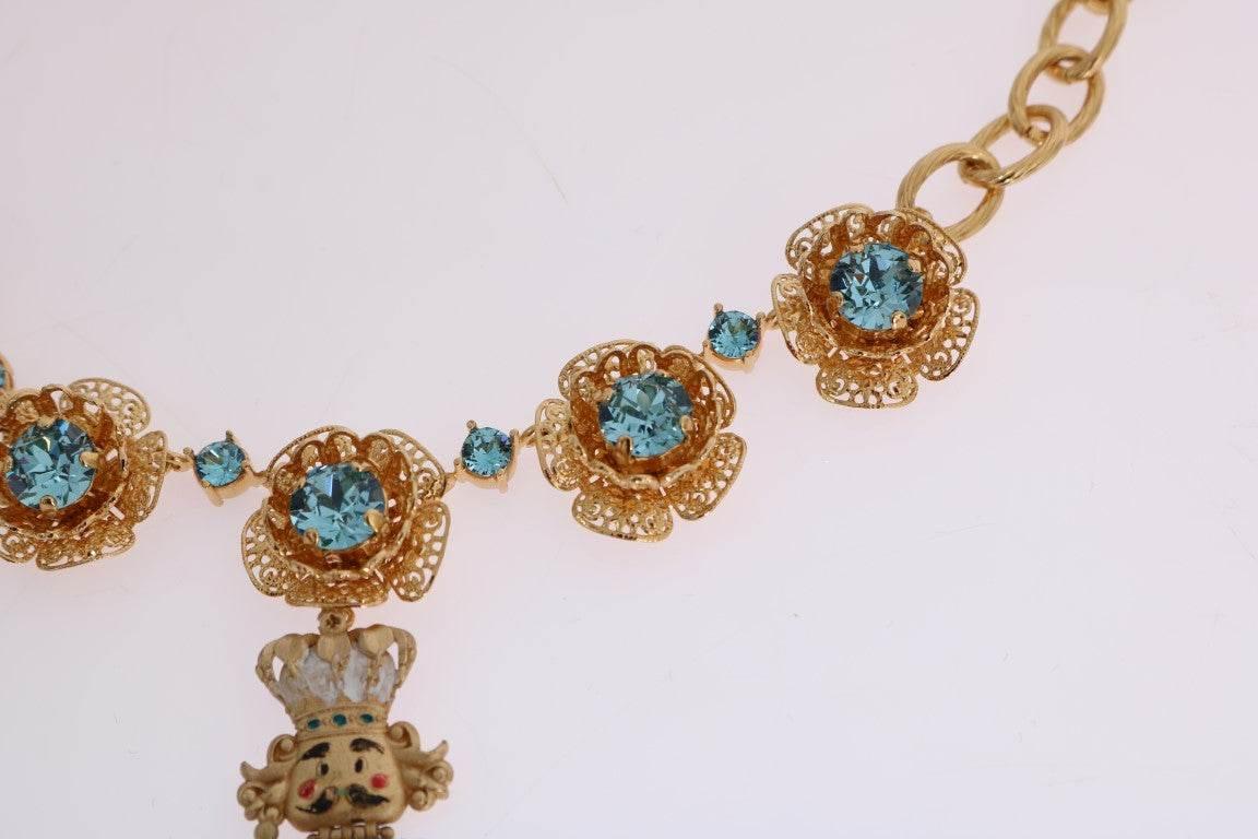 Dolce & Gabbana Elegant Gold Crystal Statement Necklace - Hilstor