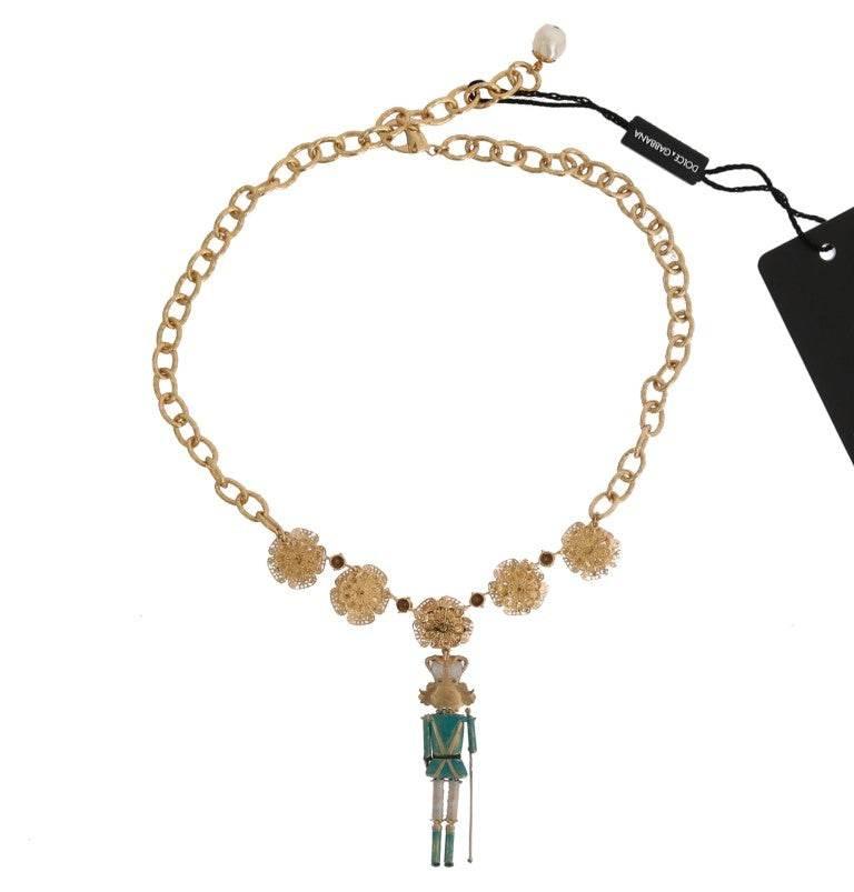 Dolce & Gabbana Elegant Gold Crystal Statement Necklace - Hilstor