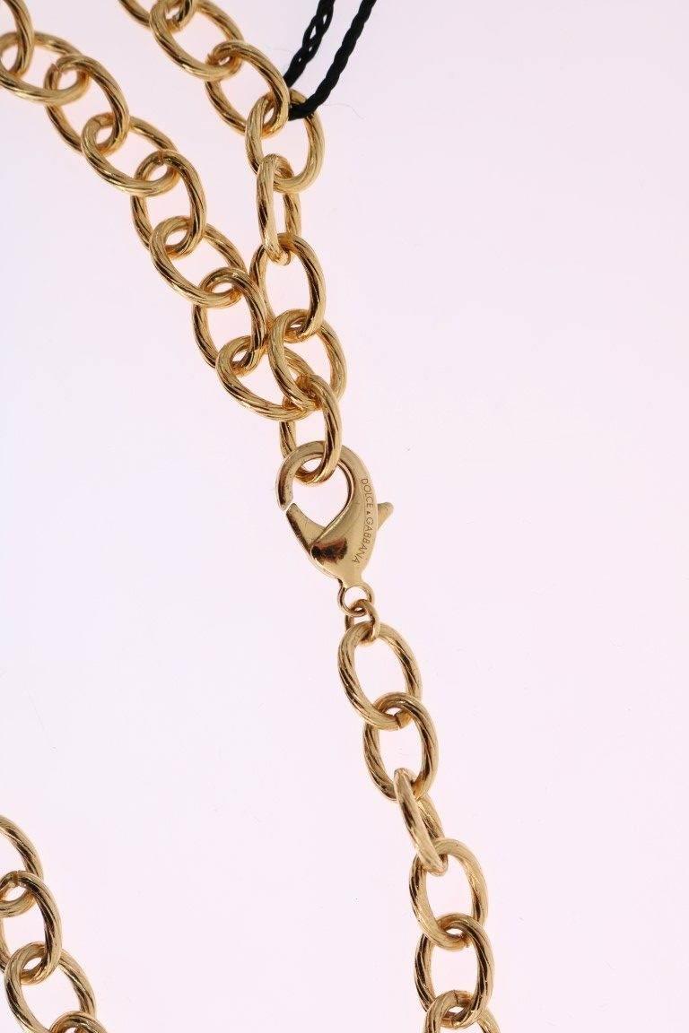 Dolce & Gabbana Elegant Gold Crystal Statement Necklace - Hilstor