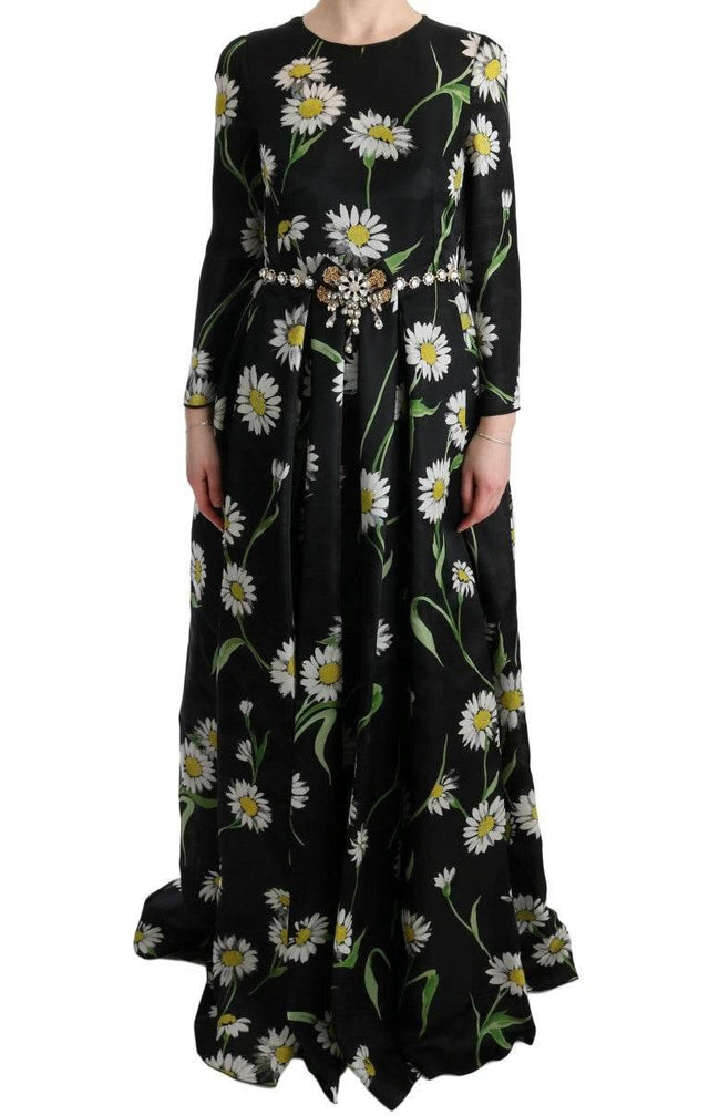 Dolce & Gabbana Elegant Sunflower Maxi Gown with Crystals - Hilstor