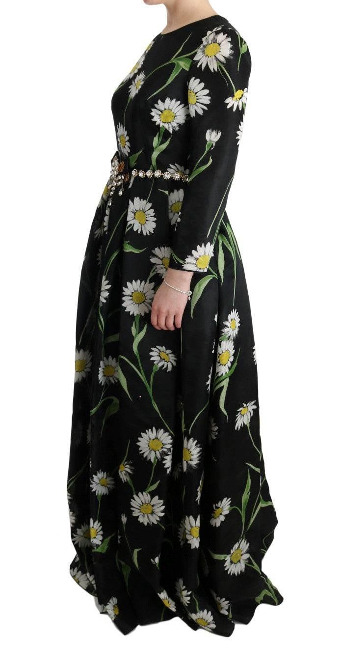 Dolce & Gabbana Elegant Sunflower Maxi Gown with Crystals - Hilstor