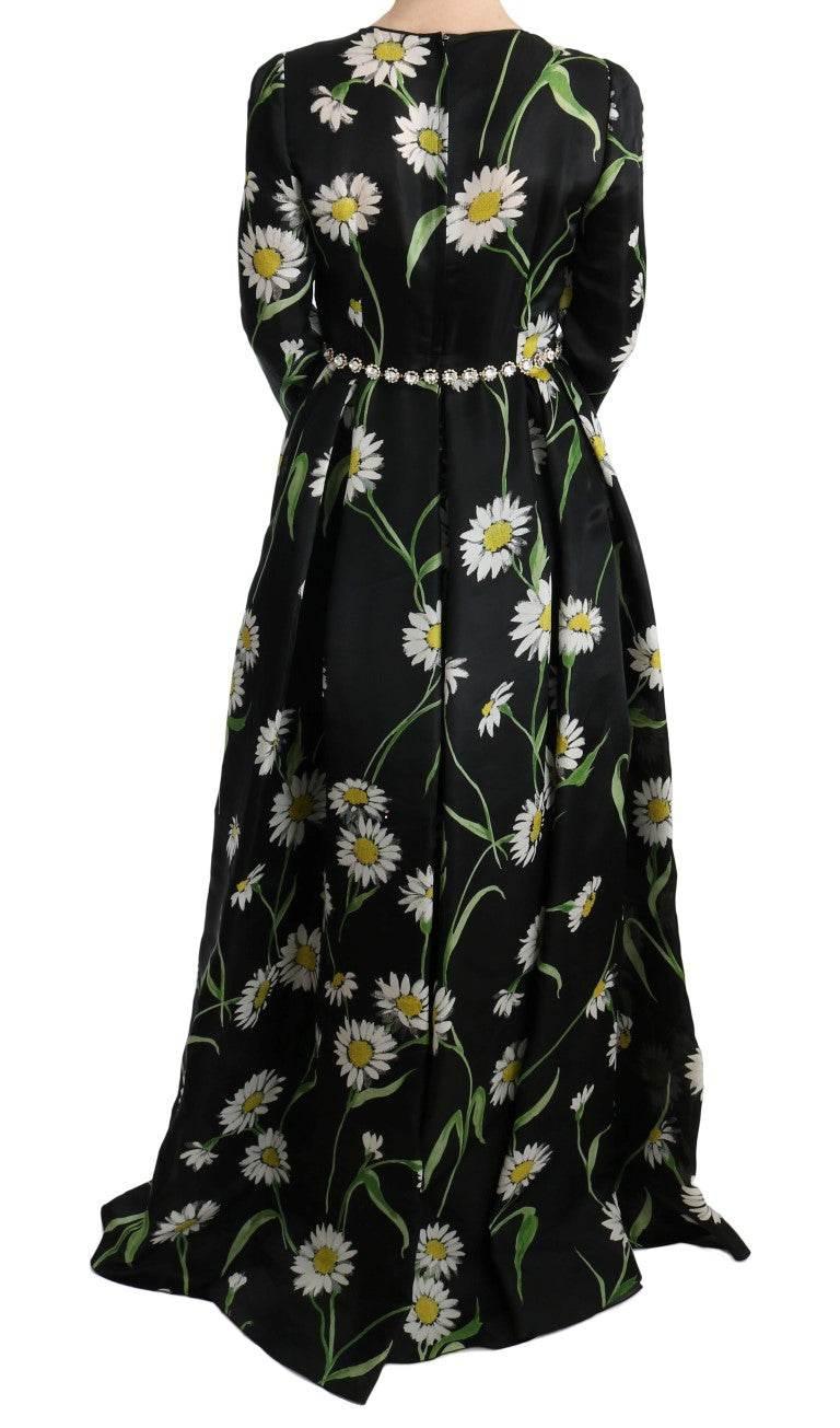 Dolce & Gabbana Elegant Sunflower Maxi Gown with Crystals - Hilstor