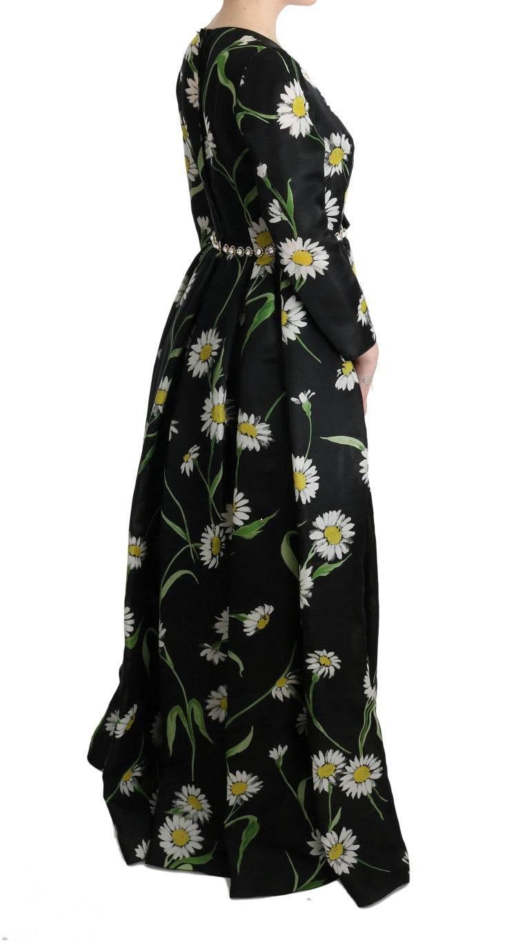 Dolce & Gabbana Elegant Sunflower Maxi Gown with Crystals - Hilstor