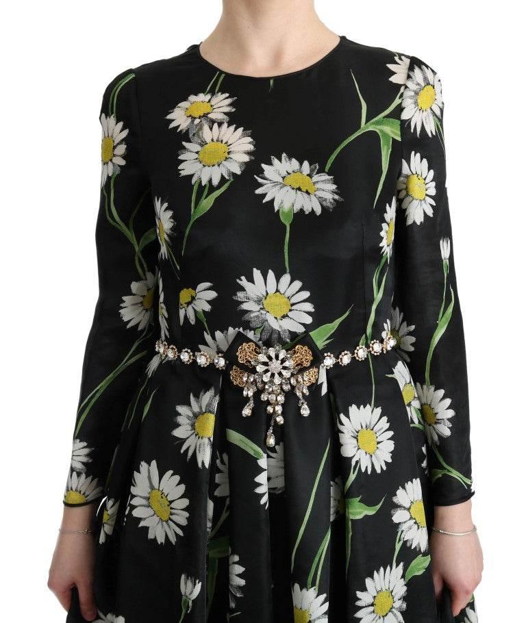 Dolce & Gabbana Elegant Sunflower Maxi Gown with Crystals - Hilstor