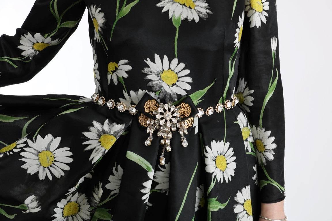 Dolce & Gabbana Elegant Sunflower Maxi Gown with Crystals - Hilstor