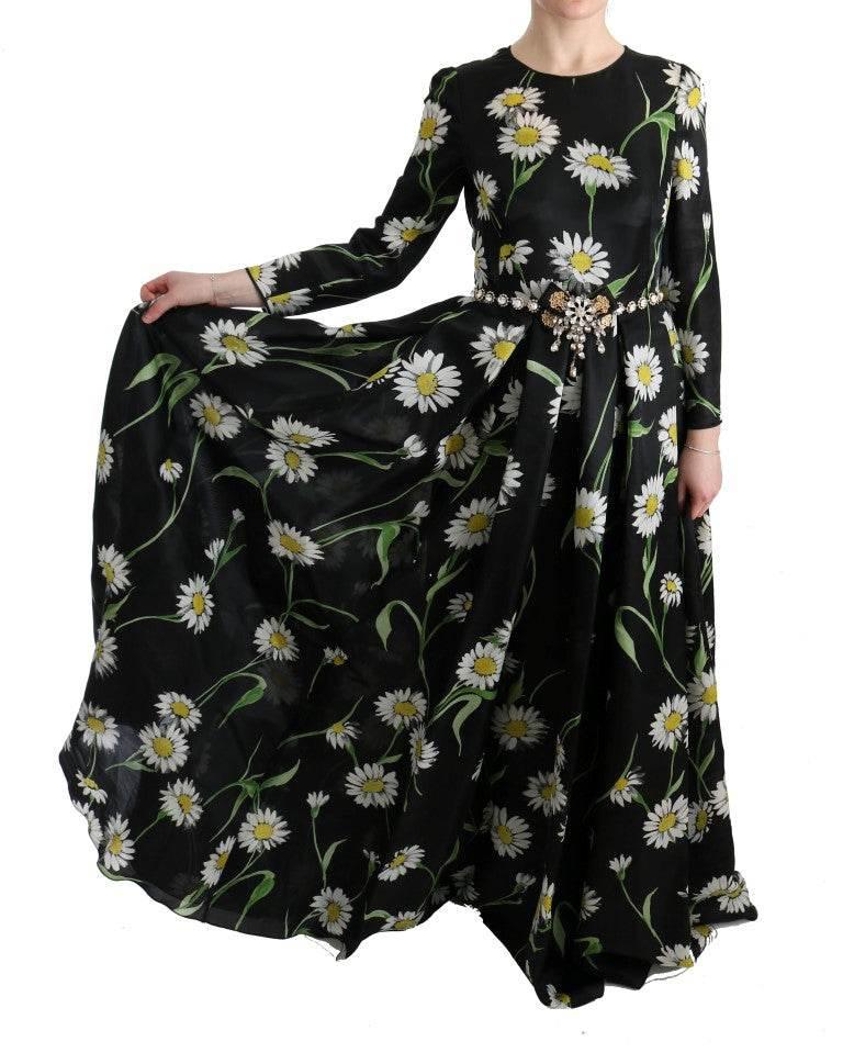 Dolce & Gabbana Elegant Sunflower Maxi Gown with Crystals - Hilstor